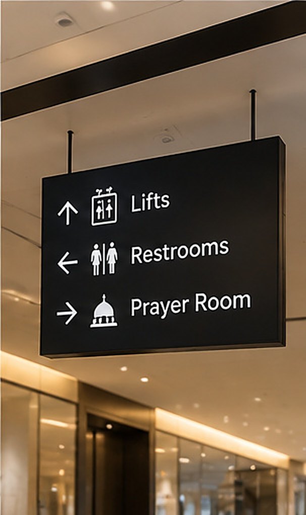 Hanging directional signs